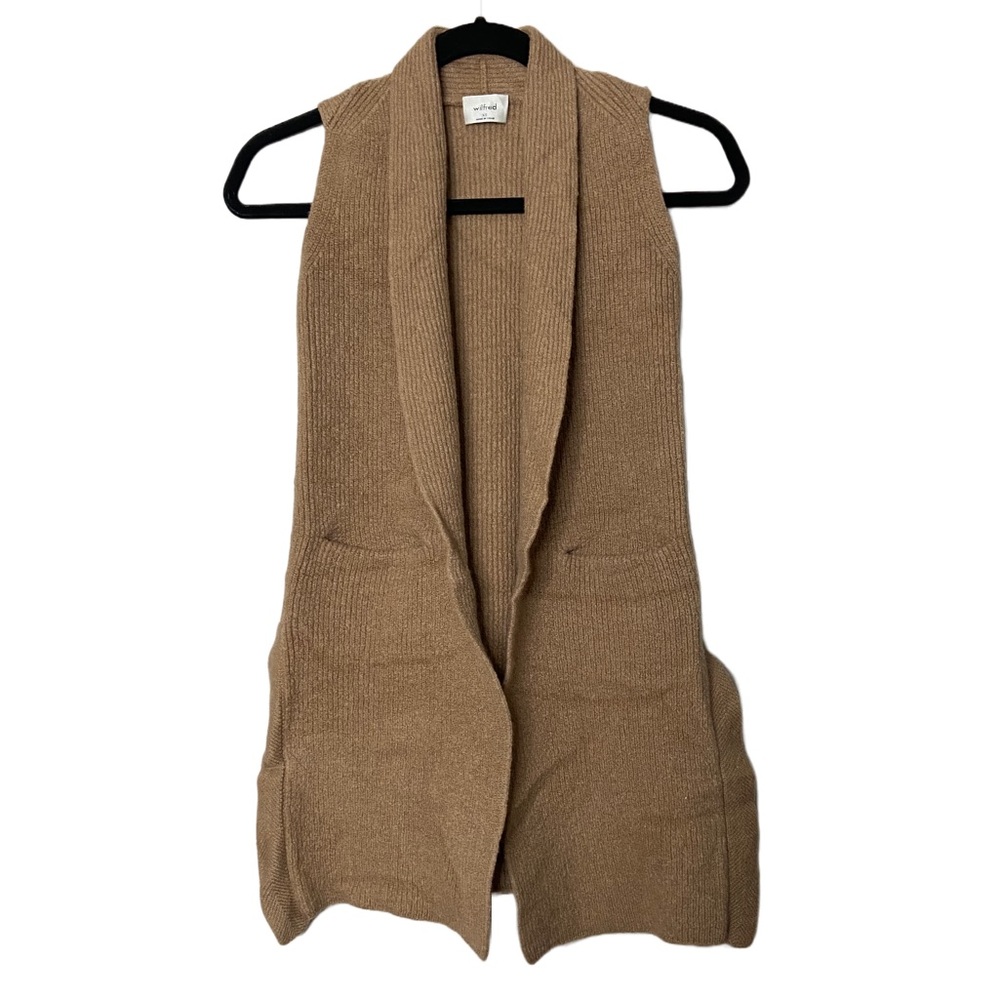 Wilfred from Aritza Women’s Size XS Brown Vest Knit Cardigan 100% Merino Wool